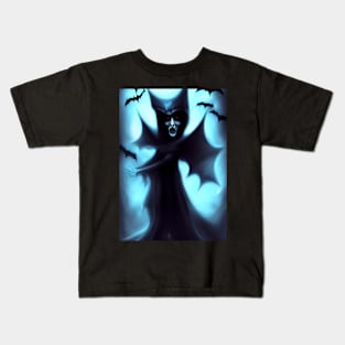 CREEPY RED EYED SPOOKY HALLOWEEN VAMPIRESS Kids T-Shirt